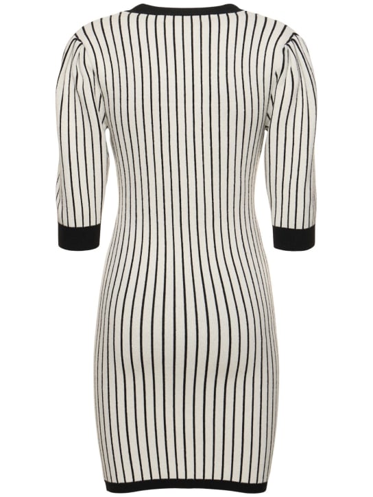 Alessandra Rich: Vestito gessato in maglia / scollo a V
