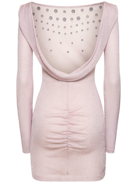 Alessandra Rich: Robe courte en maille de lurex à dos nu