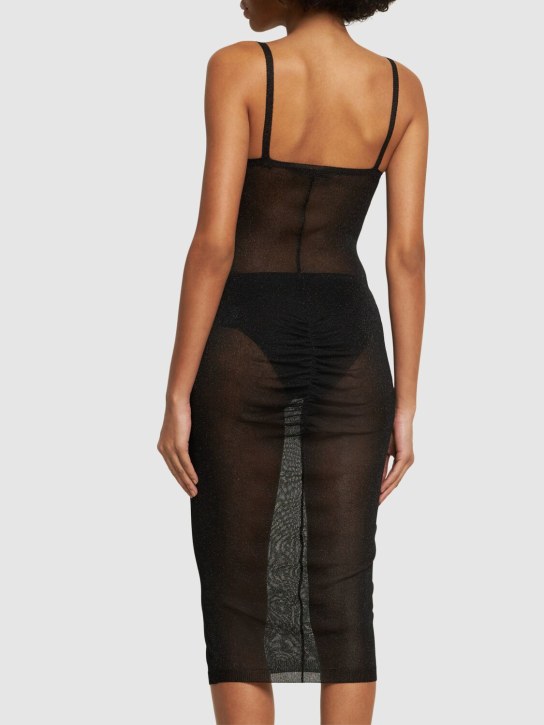 Alessandra Rich: Lurex knit midi dress w/ crystals