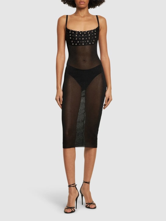 Alessandra Rich - Robe midi en maille de lurex avec cristaux