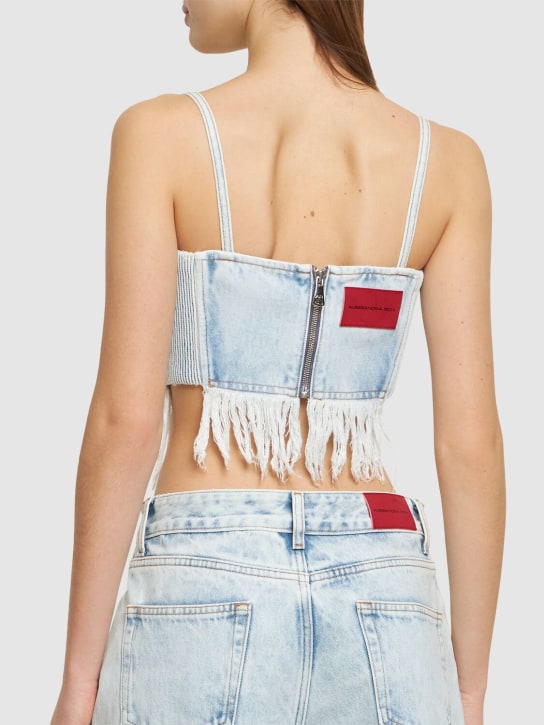 Alessandra Rich: Denim-Bustier mit Fransen