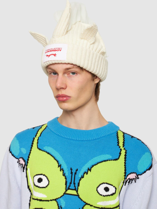 Charles Jeffrey LOVERBOY: Bonnet licorne en laine et nylon