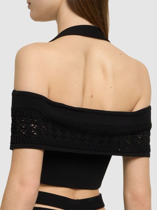 Andreadamo: Top in maglia di viscosa stretch / dettagli mesh