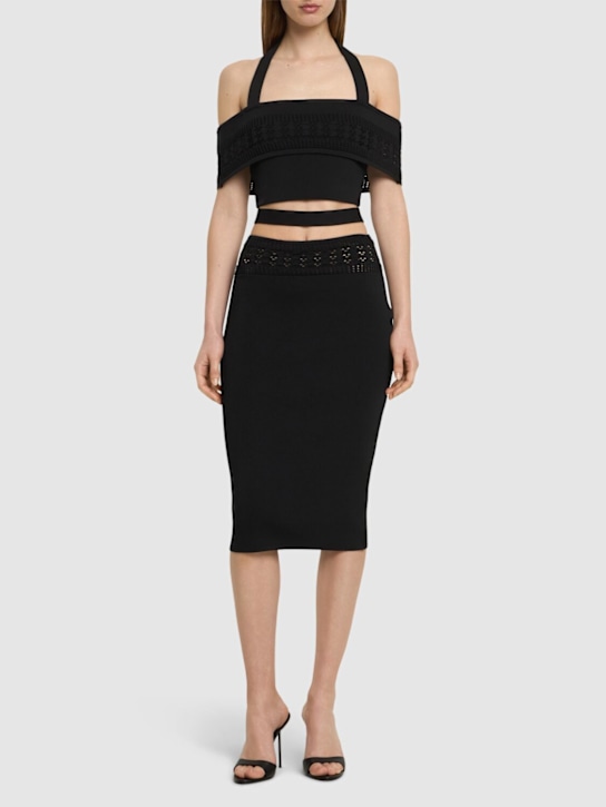 Andreadamo - Haut en maille de viscose stretch détails en mesh