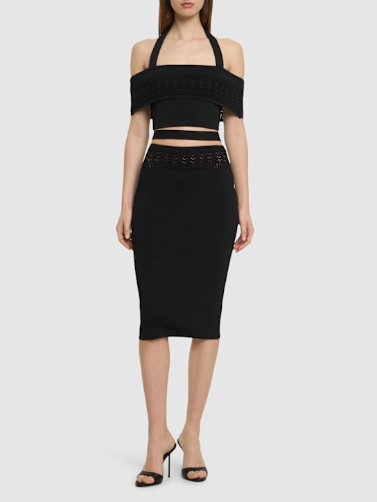 Andreadamo - Jupe midi en maille de viscose stretch