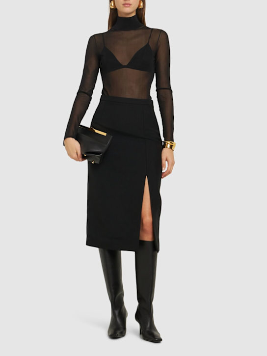 Michael Kors Collection - Jupe fendue en gabardine de laine mélangée
