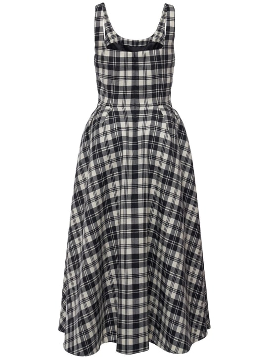 Alessandra Rich: Midikleid aus Wolle mit Schottenmuster