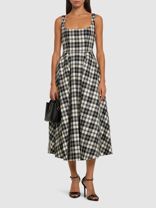 Alessandra Rich: Midikleid aus Wolle mit Schottenmuster
