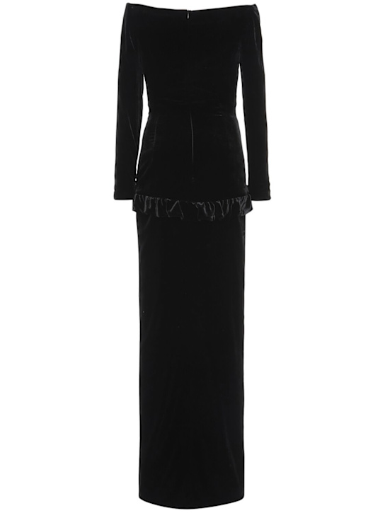 Alessandra Rich: Schulterfreies Abendkleid aus Samt
