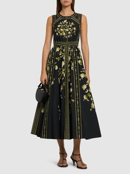 Giambattista Valli - Robe midi en popeline imprimé sans manches