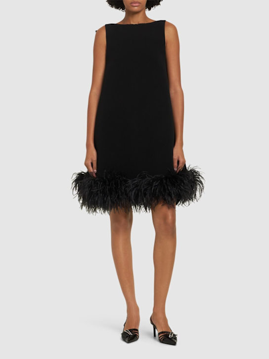 Valentino - Crepe mini dress w/feathers