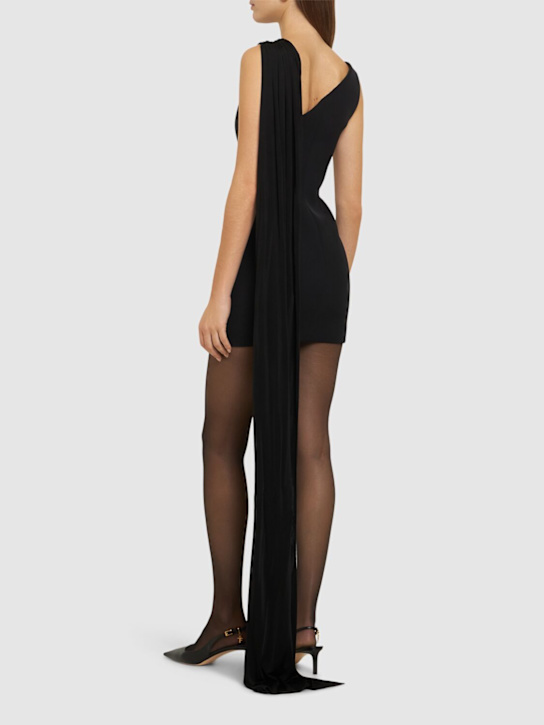 David Koma: Robe courte drapée en jersey et tulle