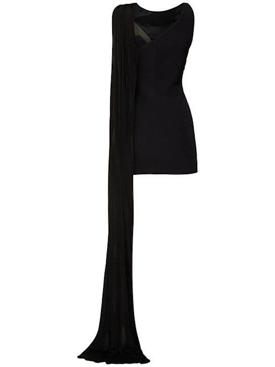 David Koma: Robe courte drapée en jersey et tulle