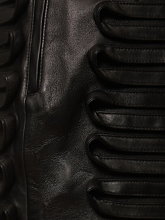 Versace: Jupe courte en cuir plongé