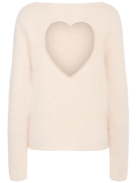 Blumarine: Flauschiger Pullover mit Herzausschnitt am Rücken