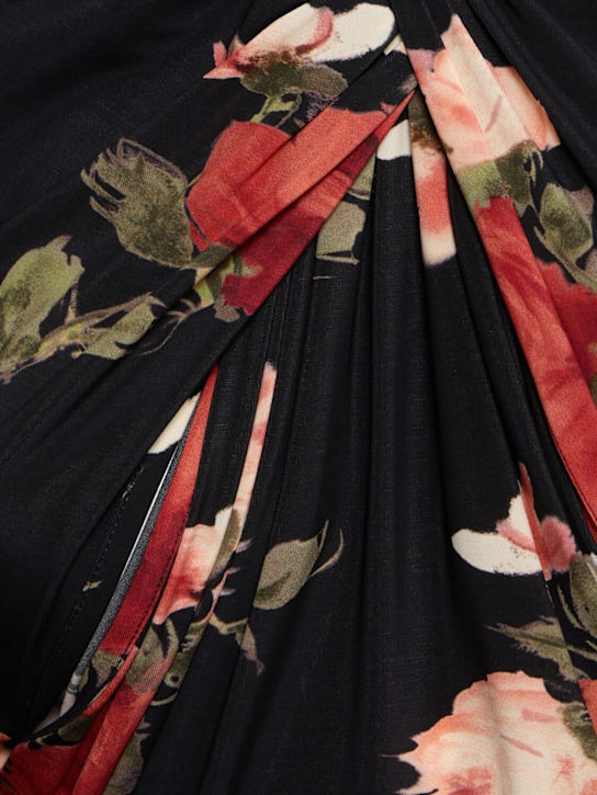 Magda Butrym: Vestido corto de jersey estampado drapeado