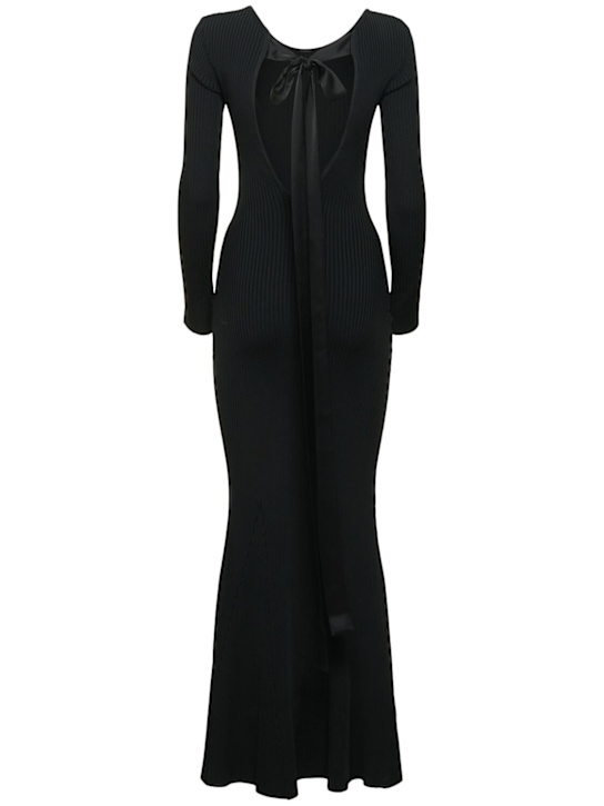 David Koma: Robe dos nu en maille côtelée avec nœud en satin