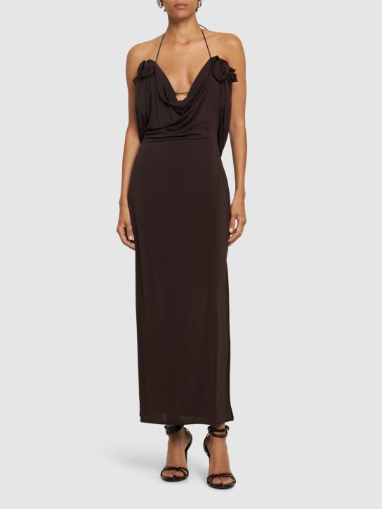 Magda Butrym - Jersey halter neck midi dress w/ roses