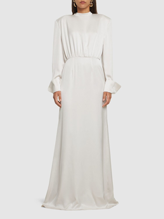 Magda Butrym - Silk satin long dress w/ scarf panel