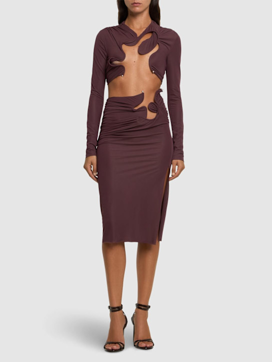 Christopher Esber - Jupe midi en jersey transparent Venus