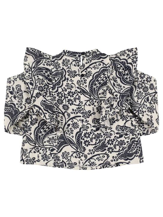 The New Society: Printed cotton shirt w/embroidery