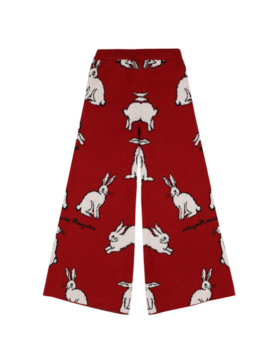 Maison Mangostan: Rabbit print viscose blend knit pants