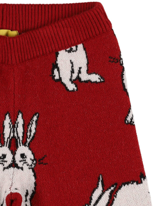 Maison Mangostan: Rabbit print viscose blend knit pants