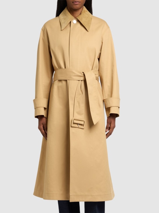 AMI Paris: Abrigo trench de lona de algodón con cinturón