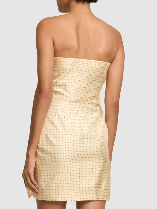 Alessandra Rich: Polka dot silk twill mini bustier dress