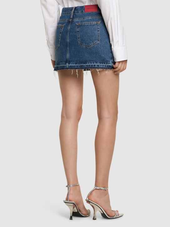 Alessandra Rich: Minigonna in denim / cristalli