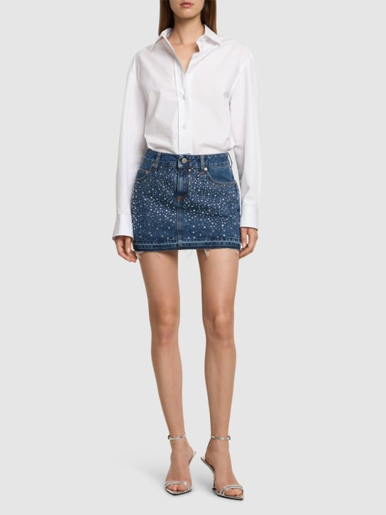 Alessandra Rich - Jupe courte en denim avec cristaux