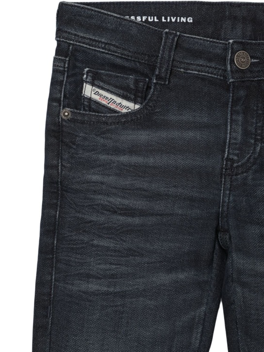 Diesel Kids: Stonewashed stretch cotton flare jeans