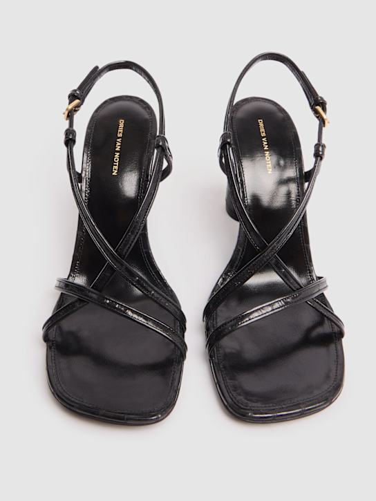 Dries Van Noten: Sandali in pelle metallizzata 95mm
