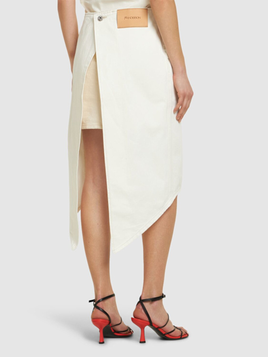 JW Anderson: Layered denim & twill midi skirt