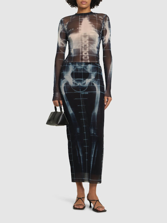 Jean Paul Gaultier - Jupe longue en mesh imprimé Squeletor