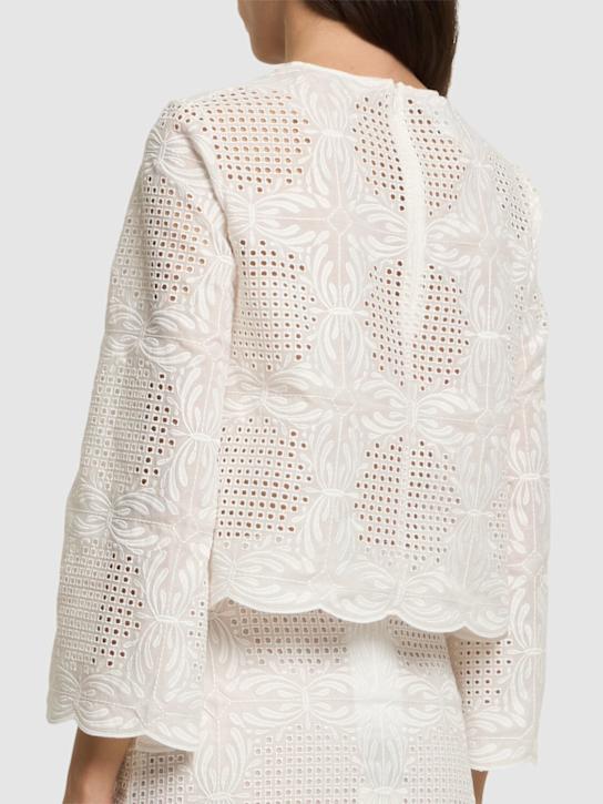 Giambattista Valli: Top in voile di misto cotone voile ricamato