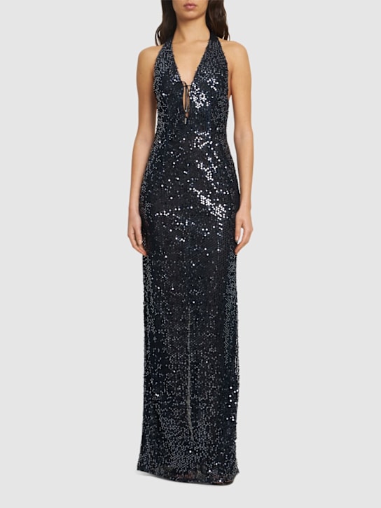 16arlington: Eima sequined open back gown