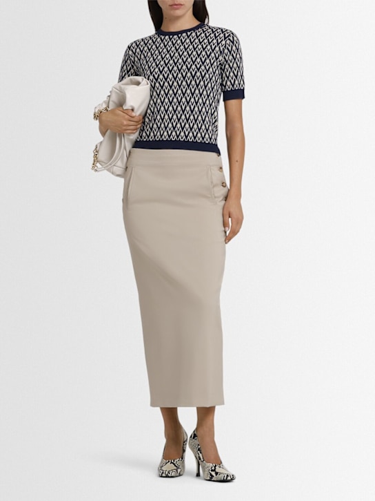 Valentino: Maglia in lana jacquard a maniche corte