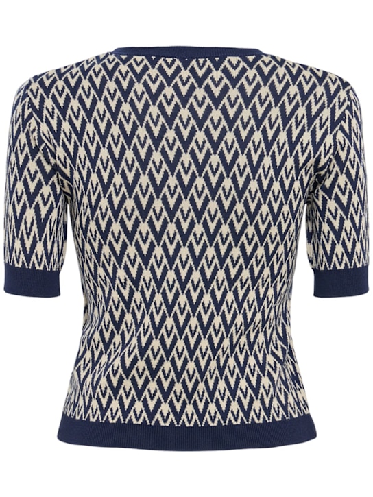 Valentino: Maglia in lana jacquard a maniche corte