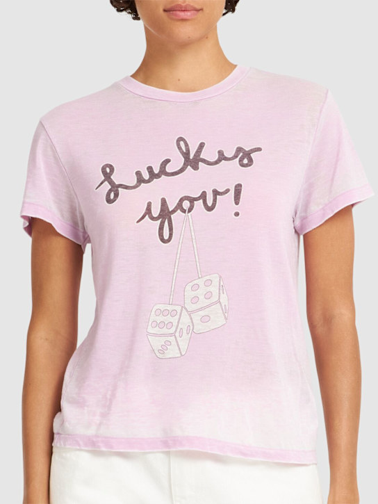 RE/DONE: T-shirt en jersey de coton mélangé imprimé