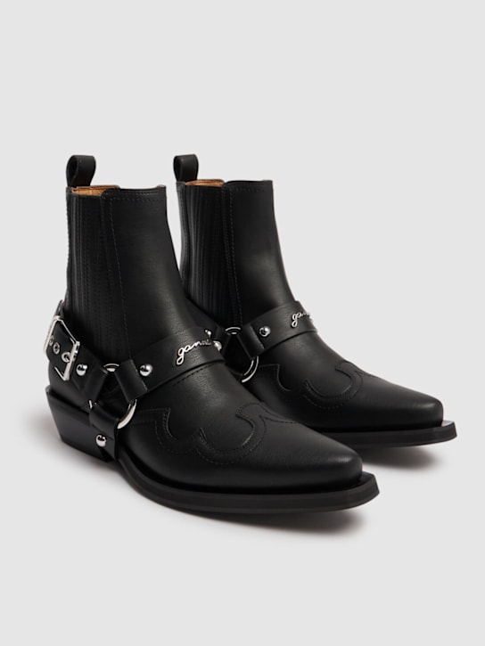 GANNI: 60mm hohe Westernstiefel aus recyceltem Leder