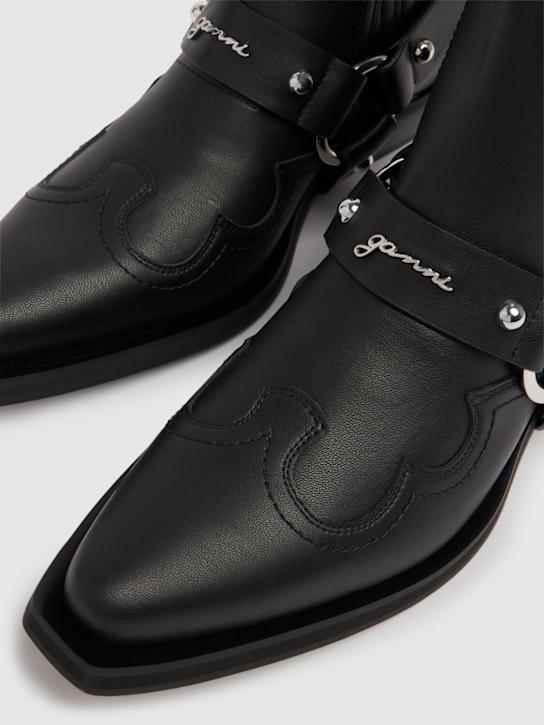GANNI: 60mm hohe Westernstiefel aus recyceltem Leder