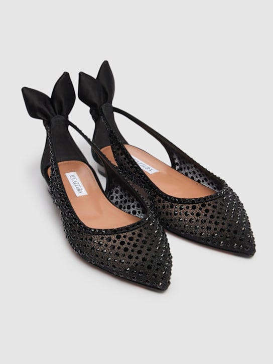 Aquazzura: 10mm Bow Tie crystal & tulle flats