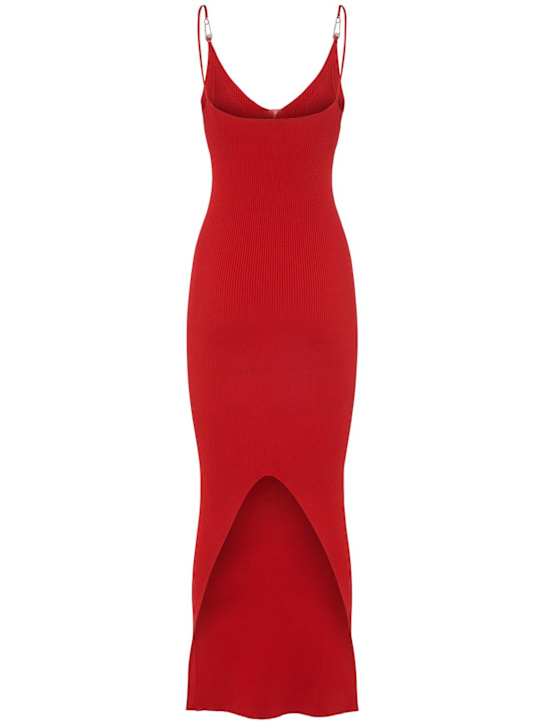 Versace: Robe midi en maille de viscose stretch