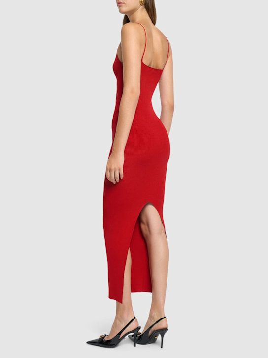 Versace: Robe midi en maille de viscose stretch