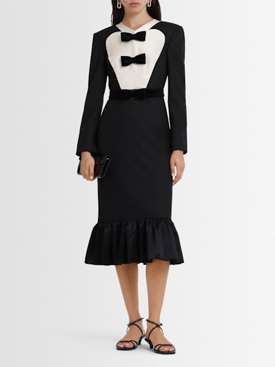 Valentino - Virgin wool midi dress with bows