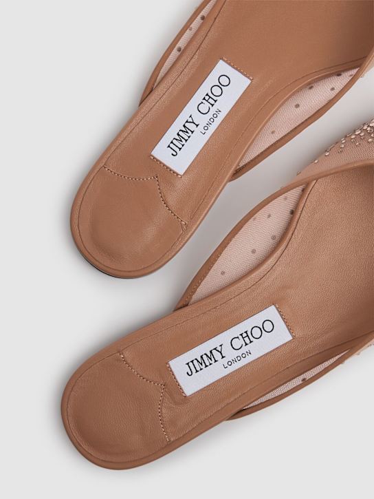 Jimmy Choo: 10mm hohe Mesh-Mules mit Kristallen „Vivi“