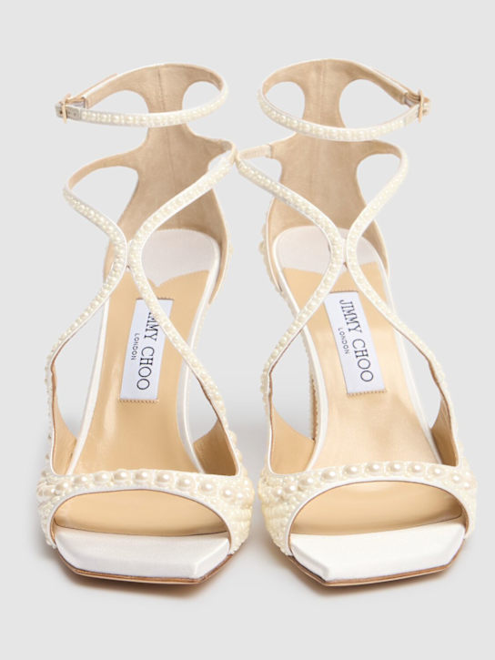 Jimmy Choo: Sandali Azia in pelle con perle 95mm