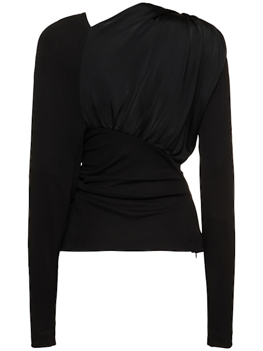 Victoria Beckham: Top maniche lunghe in jersey drappeggiato