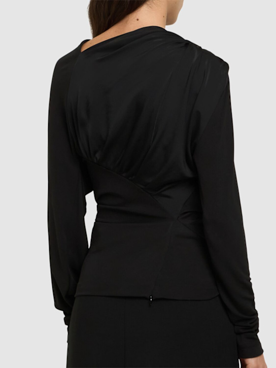 Victoria Beckham: Top maniche lunghe in jersey drappeggiato